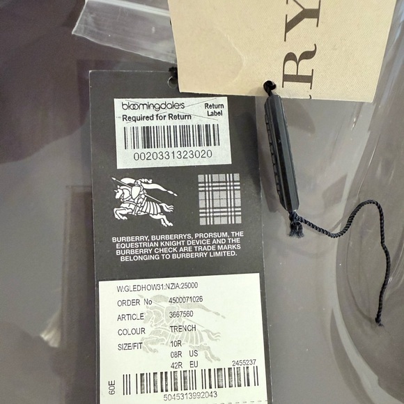 $1680 Burberry Brit trench rain check coat Sz 8 - Picture 9 of 10